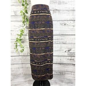 Vintage Joan Leslie Skirt size 12 Brown Purple Long Faux Wrap 90's Y2K Artsy